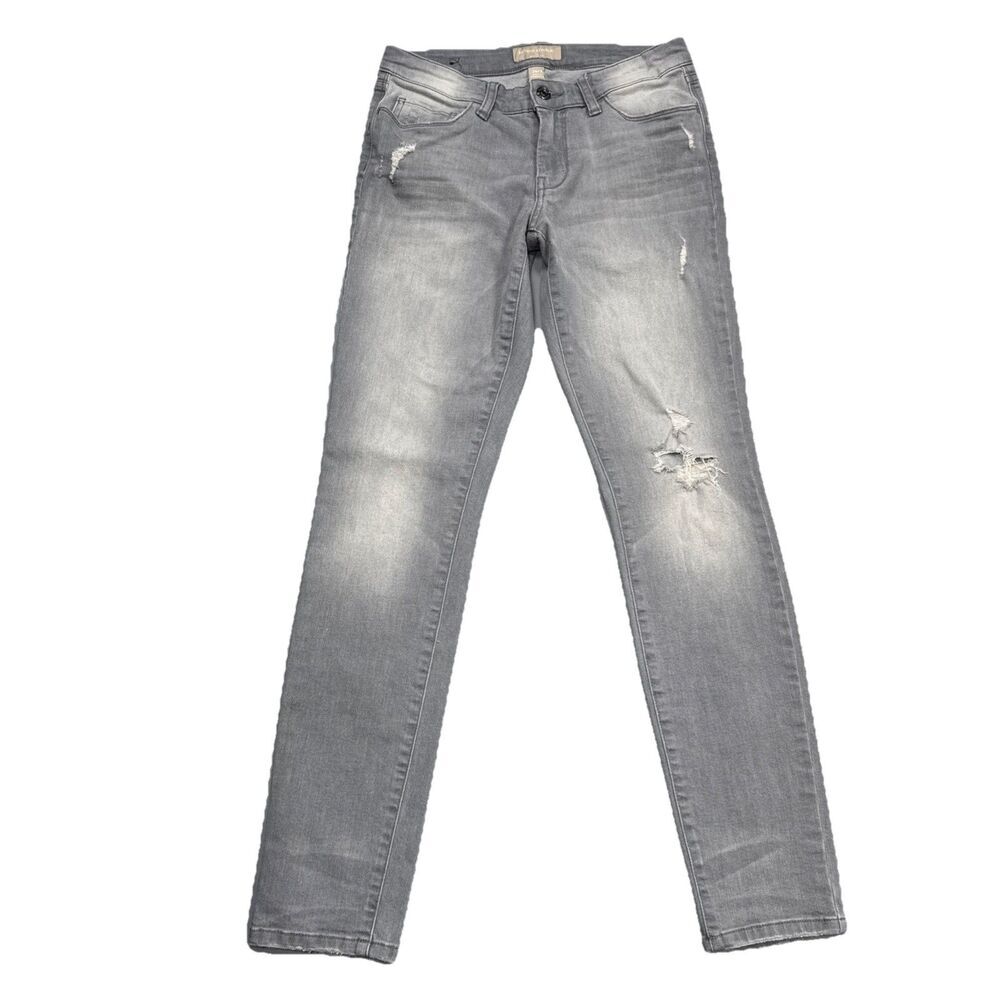 Banana Republic Skinny Fit Jeans 26/2 Gray Distressed Stretch Measures 27 x 28.5